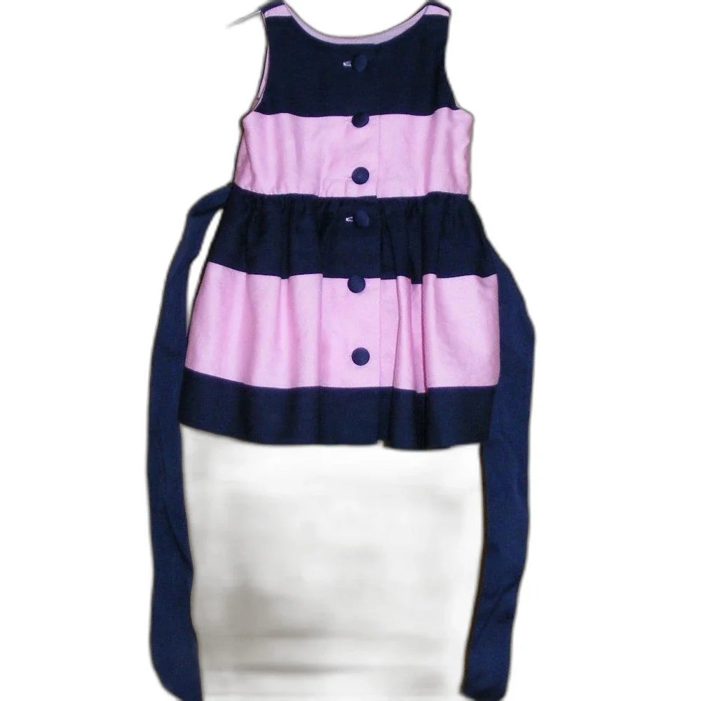 RALPH LAUREN Dress, 3M, Navy & Pink, Sleeveless, Taffeta, back buttons - Picture 3 of 7